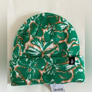 FREE PEOPLE  Jumping Jacquard Beanie - Green Floral nwt